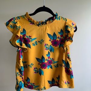 Gold floral print top